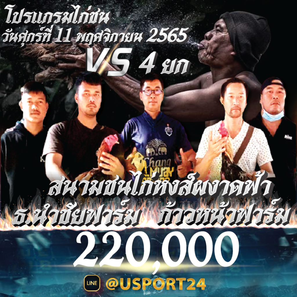 โปรแกรมไก่ชน วันพฤหัสบดี ที่ 11 พฤศจิกายน 2565