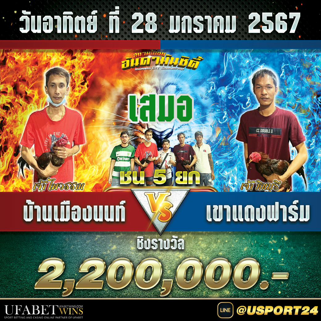 ผลไก่ชนสนามอันดามันซิตี้ สนามDDอนันตชัย ส28มค67