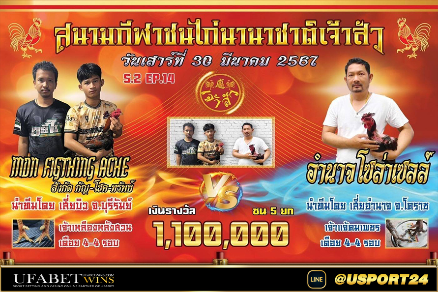 สนามชนไก่นานาชาติเจ้าสัว คู่เอกกัญโชคทรัพย์VSอำนาจโซล่าเซลล์