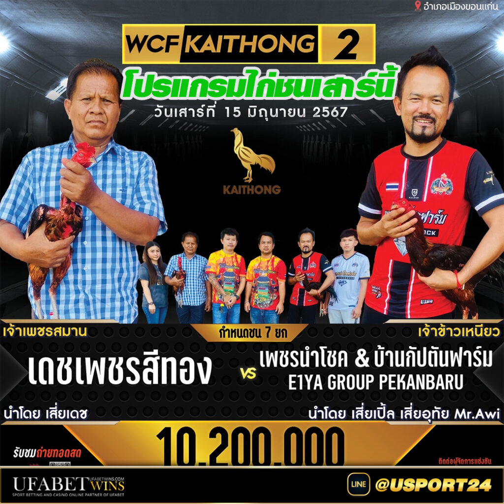 เดชเพชรสีทองVSเพชรนำโชค คู่เอกสนามชนไก่โชคสมนึก