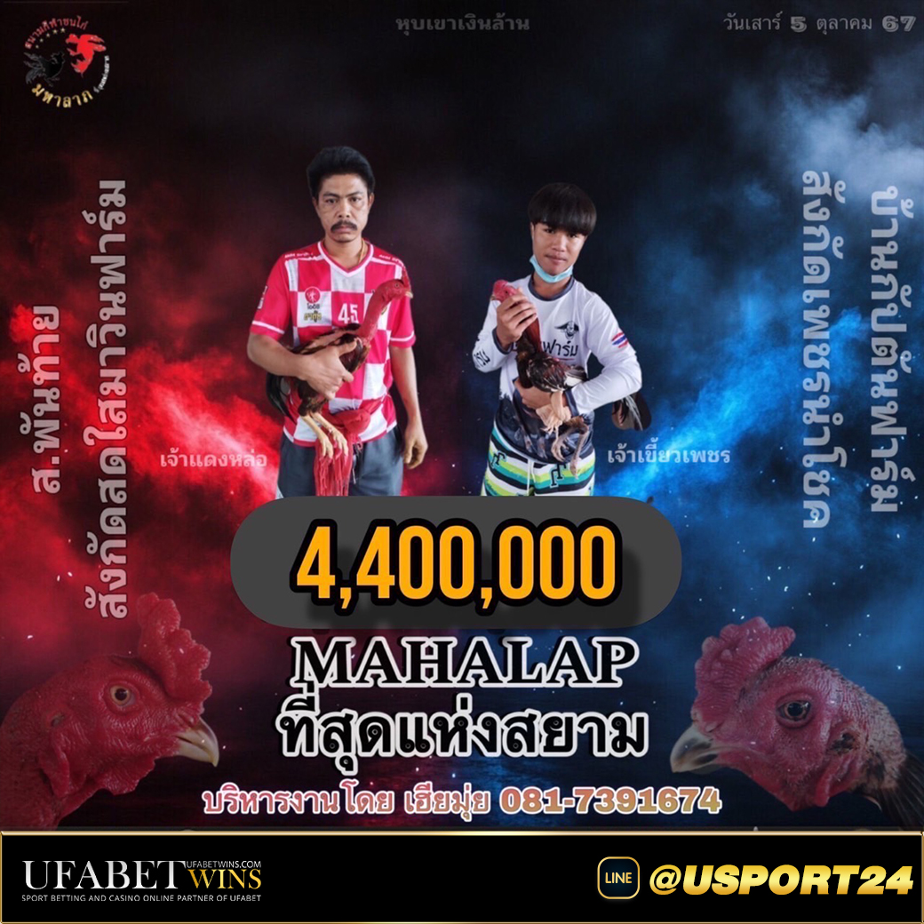โปรแกรมไก่ชนสนามชนไก่มหาลาภเสาร์ที่5ตุลาคม2567